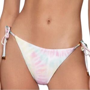 NWT Anthropologie PilyQ Swim Utopia Luna Tie Teeny Bottom Pastel Rainbow Tie Dye